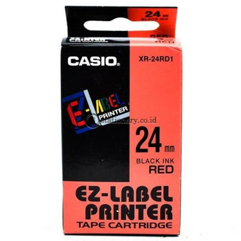 Casio Ez Label Printer Xr-24Rd1 24Mm Black On Red Tape Cartridge Office Equipment