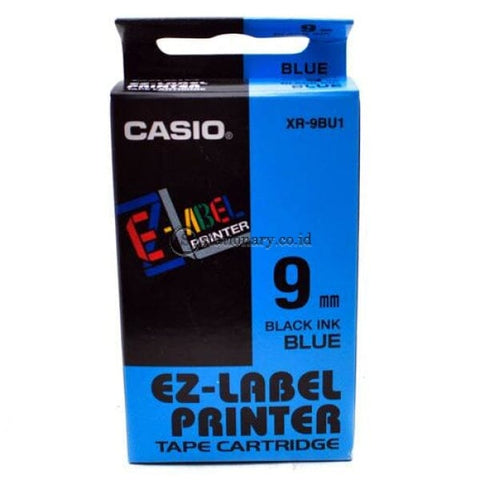 Casio Ez Label Printer Xr-9Bu1 9Mm Black On Blue Tape Cartridge Office Equipment
