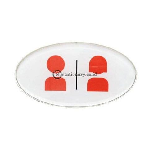 Chromed Sign Oval Restroom 8 X 15 Cm Office Stationery Digital & Display