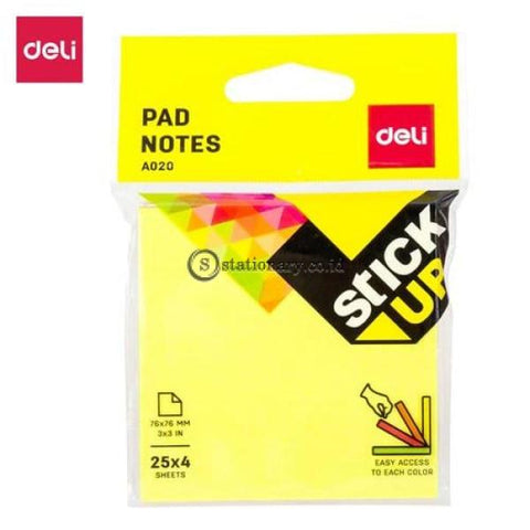 Deli Post It Memo Flip Sticky Notes 76X76Mm (4X25Sheets) Ea02002 Office Stationery
