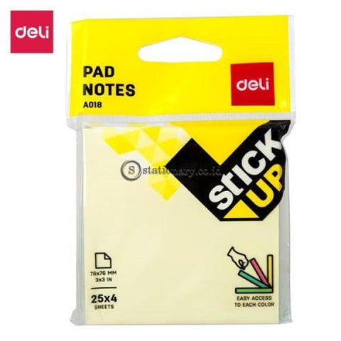 Deli Post It Memo Sticky Notes 76X76Mm 4 Colors (4X25Sheets) Ea01802 Office Stationery