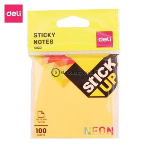 Deli Post It Memo Sticky Notes 76X76Mm 4 Neon Colors (100Sheets) Ea02303 Office Stationery