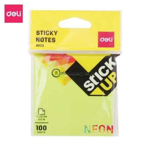 Deli Post It Memo Sticky Notes 76X76Mm 4 Neon Colors (100Sheets) Ea02303 Office Stationery