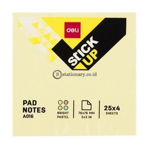 Deli Post It Memo Sticky Notes 76X76Mm (4X25Sheets) Ea01603 Office Stationery