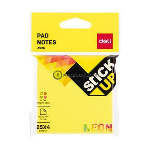 Deli Post It Memo Sticky Notes 76X76Mm (4X25Sheets) Ea02602 Office Stationery