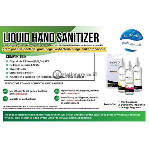 Morita Liquid Hand Sanitizer 100Ml (Alcohol 80%) Botol Spray Office Stationery
