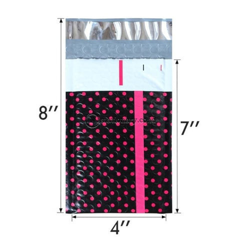 (Preorder) 10Pcs 4X8 120X180Mm Small Black Polka Dots Poly Thank You Bubble Mailers Self Sealing