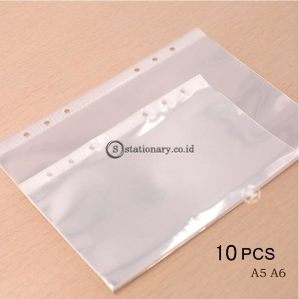 (Preorder) 10Pcs A5 A6 Transparent File Holder Notebook 6 Hole Loose Leaf Pouch Diy Document Bag