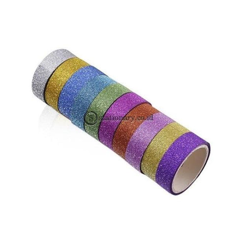 (Preorder) 10Pcs Glitter Washi Tape Stationery Scrapbooking Decorative Adhesive Tapes Diy Color