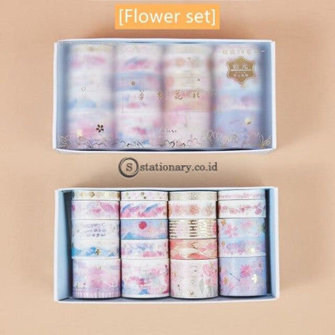 (Preorder) 20Pcs Vintage Gold Color Paper Washi Tape Set Luxury Palace Spring Flower Star Adhesive