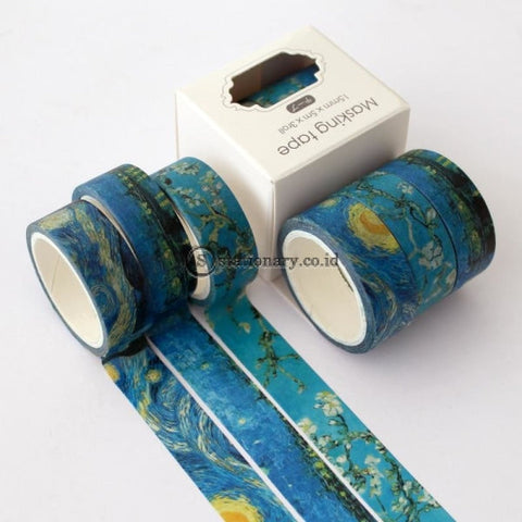 (Preorder) 3 Pcs/pack Classic Van Gogh Washi Tape Set Starry Sky Adhesive Diy Scrapbooking Sticker