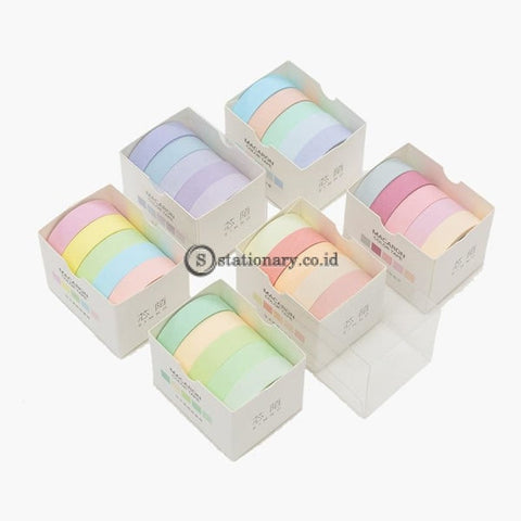 (Preorder) 5Pcs/lot Decorative Washi Tape Diy Rainbow Sticker Masking Paper Set For Crafts Planners