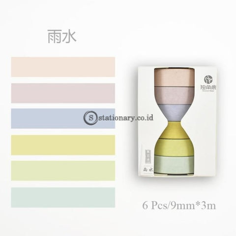 (Preorder) 6 Pcs/set Cute Solid Color Washi Tape Label Masking Kawaii Decorative Adhesive For