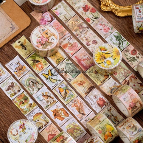 (Preorder) Fantastic Forest Series Vintage Stamp Washi Tape Diy Diary Label Decorative Scrapbook