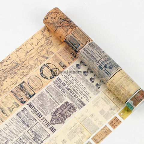 (Preorder) Gothic Paper Washi Tape Vintage Alphabet Number Love Lettering World Map Newspaper