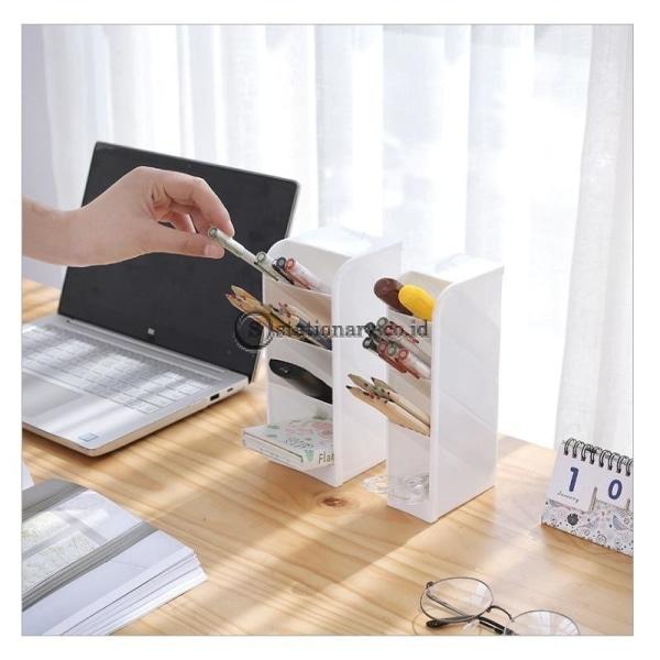 (Preorder) Multi-Function 4 Grid Desktop Pen Holder Office School Storage Case Clear Colors Plastic