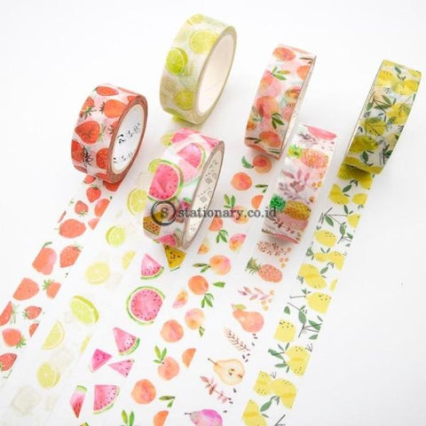(Preorder) Summer Fruit Washi Tape Set Sticky Decorative Small Fresh Scrapbook Diy Office Stationery